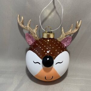 Happy Reindeer Round Ornament By Kay & Annie